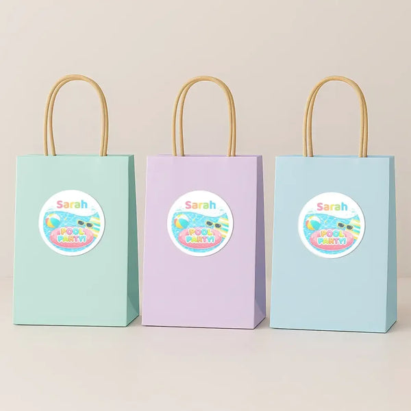 Personalised Pool Party Birthday Stickers for Kids | Custom Name Stickers - Sticksy Prints Australia
