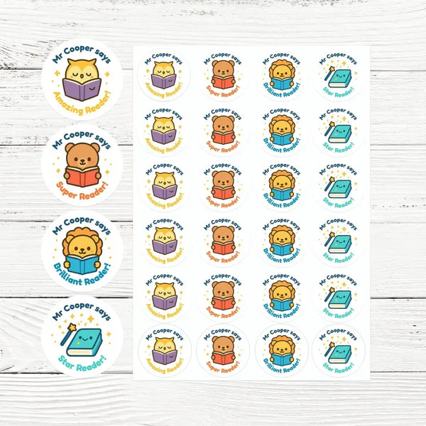 Personalised Reading & Literacy Teacher Reward Stickers – Custom Name Classroom Stickers - Sticksy Prints Australia