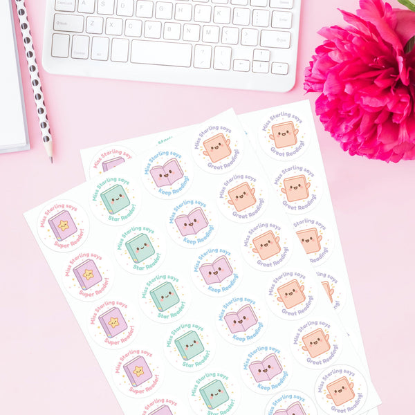Personalised Reading Reward Stickers – Cute Book Literacy Stickers for Teachers