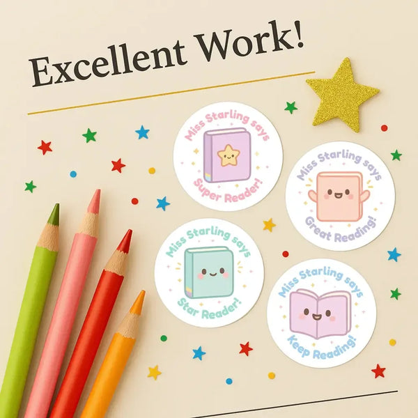 Personalised Reading Reward Stickers – Cute Book Literacy Stickers for Teachers - Sticksy Prints Australia