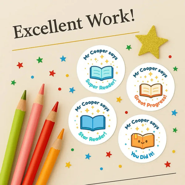 Personalised Reading Reward Stickers for Teachers – Book Literacy Stickers - Sticksy Prints Australia