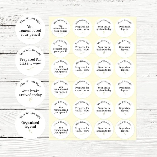 Personalised Sarcastic Behaviour Stickers for Teens – Minimalist Teacher Reward Stickers - Sticksy Prints Australia