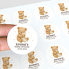 Personalised Sleeping Teddy Bear Baby Shower Stickers – Neutral Beige Watercolour Favour Labels