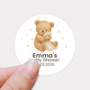 Personalised Sleeping Teddy Bear Baby Shower Stickers – Neutral Beige Watercolour Favour Labels