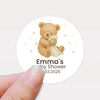 Personalised Sleeping Teddy Bear Baby Shower Stickers – Neutral Beige Watercolour Favour Labels - Sticksy Prints Australia
