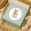 Personalised Sleeping Teddy Bear Baby Shower Stickers – Neutral Beige Watercolour Favour Labels
