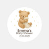 Personalised Sleeping Teddy Bear Baby Shower Stickers – Neutral Beige Watercolour Favour Labels - Sticksy Prints Australia