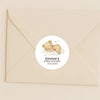 Personalised Sleeping Teddy Bear on Cloud Baby Shower Stickers – Neutral Watercolour Favour Labels - Sticksy Prints Australia