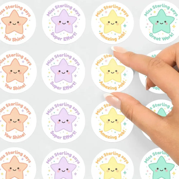 Personalised Star Teacher Reward Stickers - Sticksy Prints Australia