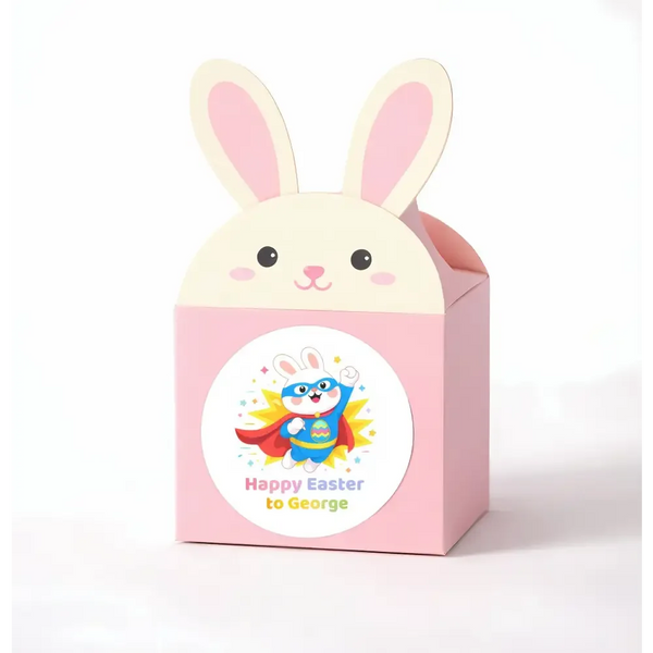 Personalised Superhero Easter Bunny Stickers | Custom Name Easter Stickers for Kids | Easter Gift Labels - Sticksy Prints Australia