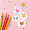 Personalised Teacher Reward Stickers – Cute Animal Classroom Praise Labels (Bunny Cat Panda Bear)