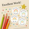 Personalised Teacher Reward Stickers – Hand-Drawn Pastel Rainbow Classroom Praise Labels - Sticksy Prints Australia