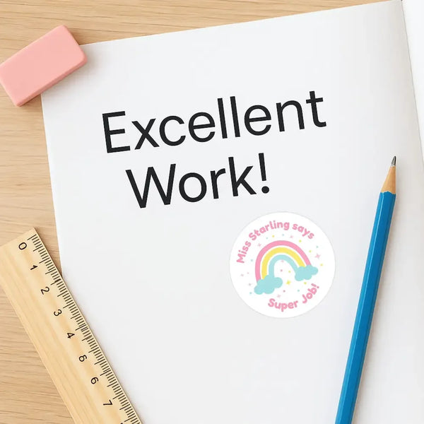 Personalised Teacher Reward Stickers – Pastel Rainbow & Star Classroom Motivation Labels - Sticksy Prints Australia