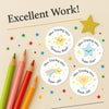 Personalised Teacher Reward Stickers – Pastel Star Trophy & Shooting Star Classroom Praise Labels
