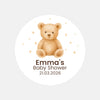 Personalised Teddy Bear Baby Shower Stickers – Neutral Beige Watercolour Favour Labels
