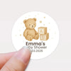 Personalised Teddy Bear Baby Shower Stickers with ABC Blocks – Neutral Beige Watercolour Favour Labels - Sticksy Prints Australia