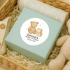 Personalised Teddy Bear Baby Shower Stickers with ABC Blocks – Neutral Beige Watercolour Favour Labels - Sticksy Prints Australia