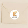 Personalised Teddy Bear Baby Shower Stickers with Balloon – Neutral Beige Watercolour Favour Labels - Sticksy Prints Australia