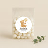 Personalised Teddy Bear Baby Shower Stickers with Balloon – Neutral Beige Watercolour Favour Labels