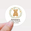 Personalised Teddy Bear Baby Shower Stickers with Floral Greenery Wreath – Neutral Watercolour Favour Labels - Sticksy Prints Australia