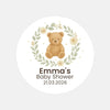 Personalised Teddy Bear Baby Shower Stickers with Floral Greenery Wreath – Neutral Watercolour Favour Labels - Sticksy Prints Australia