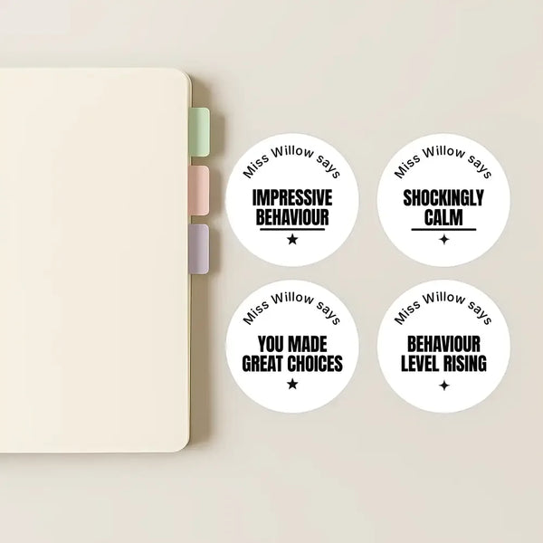 Personalised Teen Behaviour Stickers – Minimalist Bold Teacher Reward Stickers - Sticksy Prints Australia