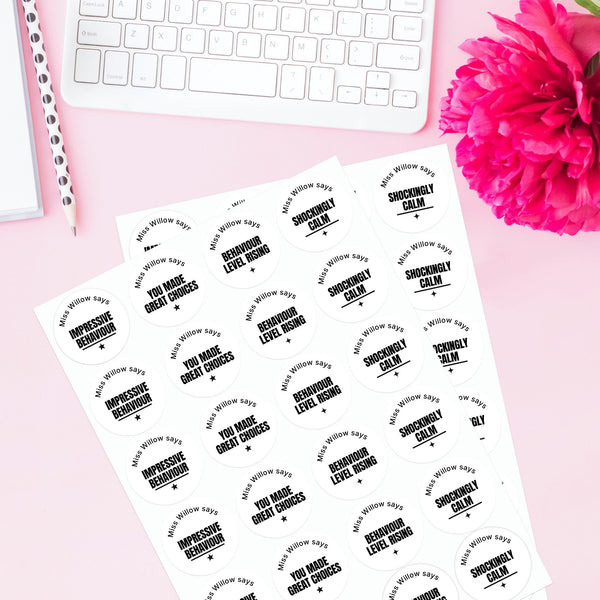 Personalised Teen Behaviour Stickers – Minimalist Bold Teacher Reward Stickers
