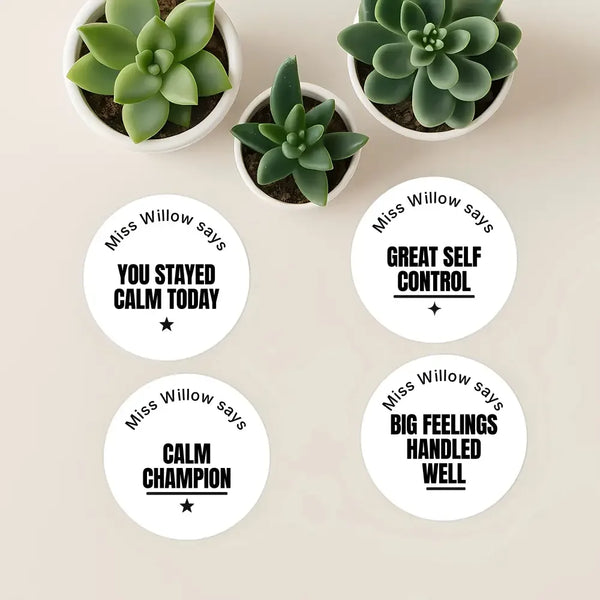 Personalised Teen Calm & Wellbeing Stickers – Minimalist Emotional Regulation Reward Labels - Sticksy Prints Australia