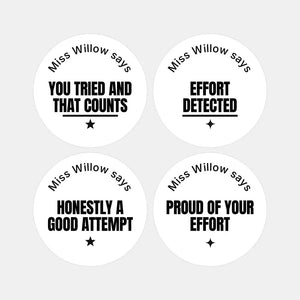 Personalised Teen Effort Stickers – Minimalist Bold Teacher Reward Stickers