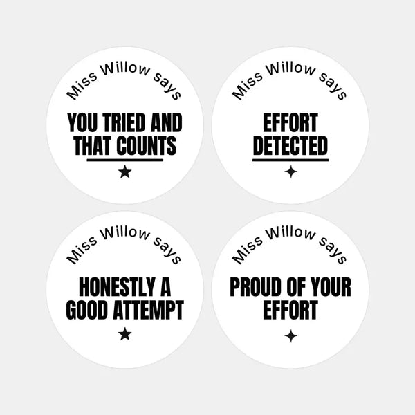 Personalised Teen Effort Stickers – Minimalist Bold Teacher Reward Stickers - Sticksy Prints Australia