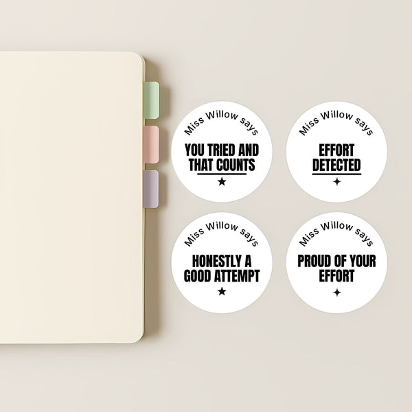 Personalised Teen Effort Stickers – Minimalist Bold Teacher Reward Stickers