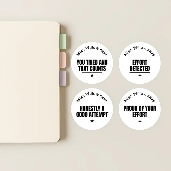 Personalised Teen Effort Stickers – Minimalist Bold Teacher Reward Stickers - Sticksy Prints Australia