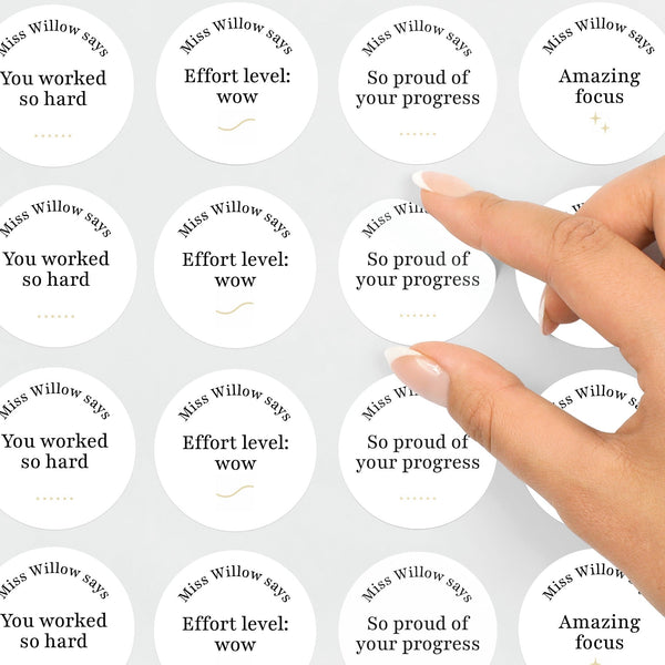 Personalised Teen Effort Stickers – Minimalist Progress & Focus Teacher Reward Stickers