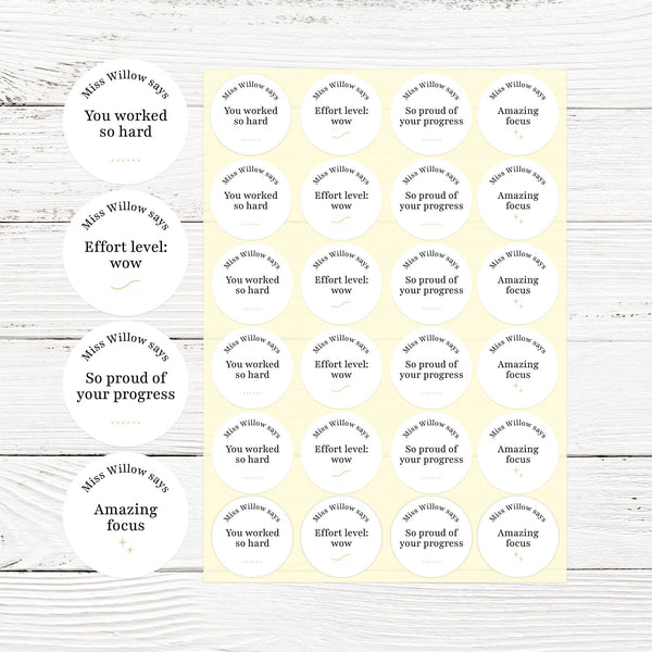 Personalised Teen Effort Stickers – Minimalist Progress & Focus Teacher Reward Stickers