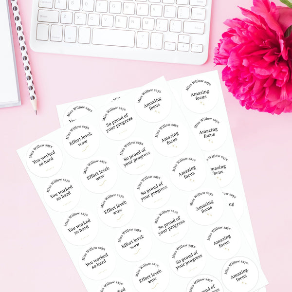 Personalised Teen Effort Stickers – Minimalist Progress & Focus Teacher Reward Stickers