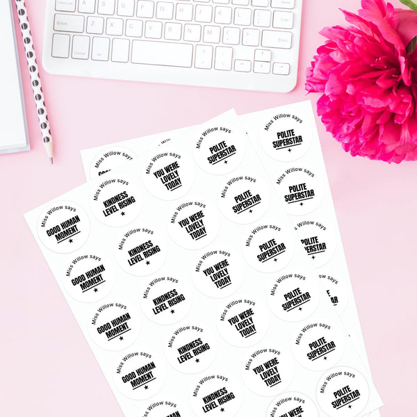Personalised Teen Kindness Stickers – Minimalist Funny Teacher Reward Labels