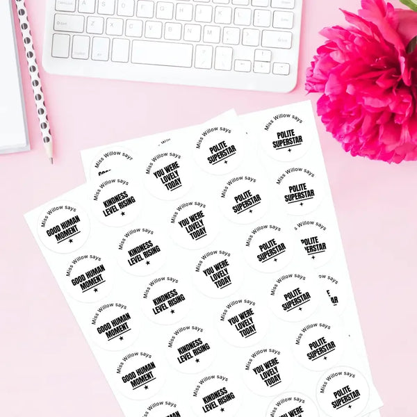 Personalised Teen Kindness Stickers – Minimalist Funny Teacher Reward Labels - Sticksy Prints Australia