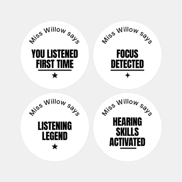 Personalised Teen Listening & Focus Stickers – Minimalist Behaviour Reward Labels - Sticksy Prints Australia