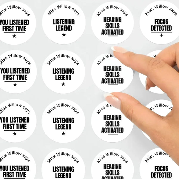 Personalised Teen Listening & Focus Stickers – Minimalist Behaviour Reward Labels - Sticksy Prints Australia