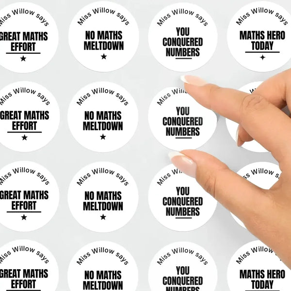 Personalised Teen Maths Stickers – Minimalist Funny Classroom Reward Labels - Sticksy Prints Australia