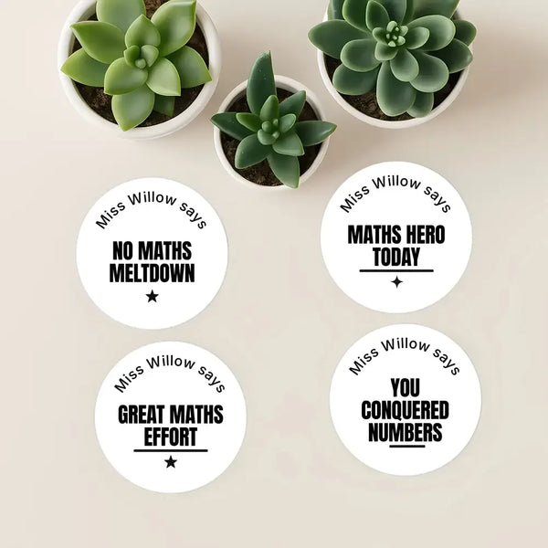 Personalised Teen Maths Stickers – Minimalist Funny Classroom Reward Labels - Sticksy Prints Australia