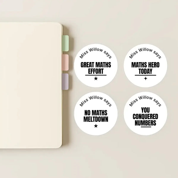 Personalised Teen Maths Stickers – Minimalist Funny Classroom Reward Labels - Sticksy Prints Australia