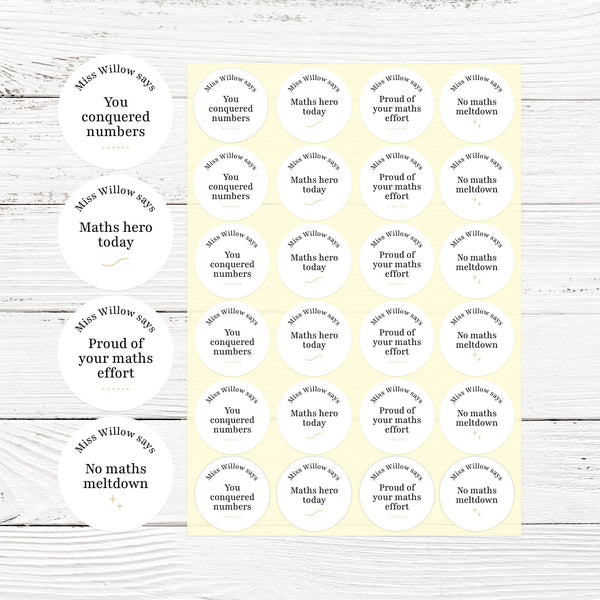 Personalised Teen Maths Stickers – Minimalist Funny Maths Reward Stickers for High School Teachers