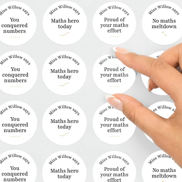 Personalised Teen Maths Stickers – Minimalist Funny Maths Reward Stickers for High School Teachers