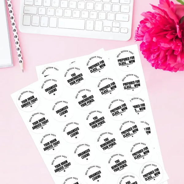 Personalised Teen Organisation Stickers – Funny Minimalist Teacher Reward Stickers - Sticksy Prints Australia