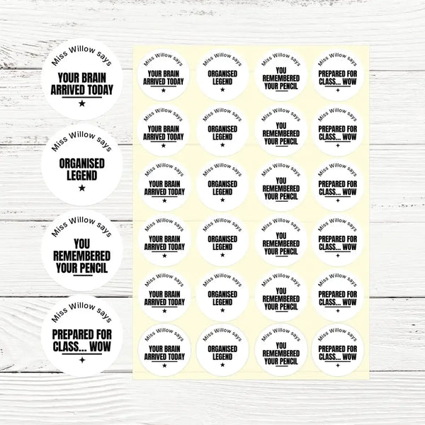 Personalised Teen Organisation Stickers – Funny Minimalist Teacher Reward Stickers - Sticksy Prints Australia