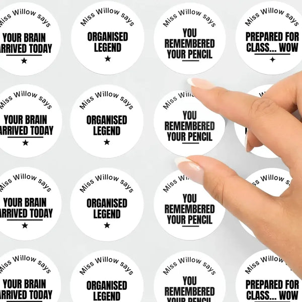 Personalised Teen Organisation Stickers – Funny Minimalist Teacher Reward Stickers - Sticksy Prints Australia