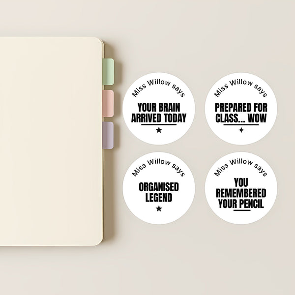 Personalised Teen Organisation Stickers – Funny Minimalist Teacher Reward Stickers
