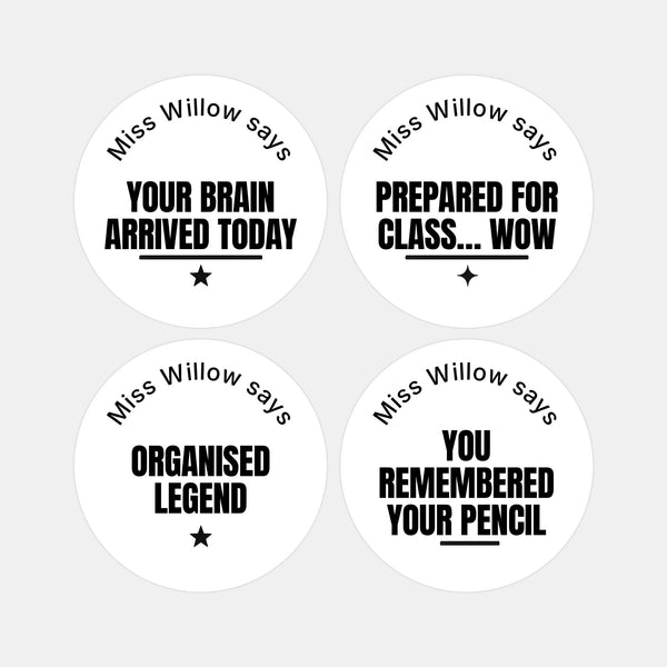 Personalised Teen Organisation Stickers – Funny Minimalist Teacher Reward Stickers