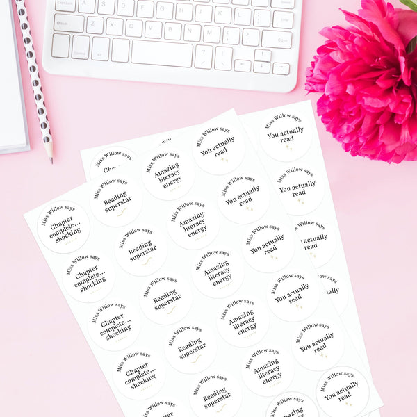 Personalised Teen Reading Stickers – Minimalist Funny Literacy Reward Stickers for High School Teachers